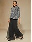 voordelige Blousepakken voor dames-Dames Geklede topjes Tweelingset Pailletten Strass dier Luipaard Elegant Feest Dames 3/4 mouw Mandarijn Kraag Normale tops Avond Feest Feestavondkleding Feestoutfits Zilver Lente Herfst Winter