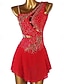 cheap Figure Skating Dresses-Figure Skating Dress Women's Girls' Ice Skating Dress Outfits White Dark Navy Red Flower Open Back Mesh Spandex High Elasticity Professional Competition Skating Wear Handmade Classic Crystal