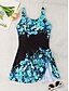 cheap One-pieces-Women's One Piece Swimsuit with Skirt Skirt Vacation Beach Wear Floral Graphic U Neck Sleeveless Bathing Suits