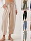 levne Kalhoty-Dámské Rovné prázdniny Vinobraní Etnický styl Po kotníky Vysoký pas Bez vzoru Lehce elastické Vodní modrá Tmavěhnědá rýžově bílá Černá Léto Jaro Podzim Zima Volný