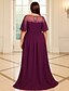 abordables Largo del piso-Vestido de invitada de boda de longitud de suelo A-Line vestidos formales vestido de noche vestido de madre de la novia manga corta hombros al descubierto elegante vintage talla grande con brillo