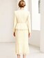abordables Longueur du thé-Robe fourreau longueur cheville A-ligne robe longueur thé en dentelle robe de bal robe de fête robe mère de la mariée longue manches col rond élégante vintage fête formelle dentelle avec dentelle