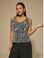 voordelige Blousepakken voor dames-Dames Geklede topjes Tweelingset Pailletten Strass dier Luipaard Elegant Feest Dames 3/4 mouw Mandarijn Kraag Normale tops Avond Feest Feestavondkleding Feestoutfits Zilver Lente Herfst Winter