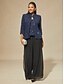 preiswerte Blusenanzüge für Damen-Damen Bluse Elegante Oberteile Twinset Pailletten Spitze Paisley-Muster Elegant Party Dreiviertelarm Mandarinkragen Semi-Formal Formelle Kleidung Abendkleidung Marineblau Frühling Herbst Winter