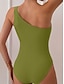 baratos Fatos de Banho 1 Peça-Maiô Feminino Uma Peça Monokini com Um Ombro Controle de Barriga Cintura Alta Slim Costas Descobertas Moda Praia de Férias Listrado Assimétrico Sem Mangas