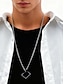 abordables Bijoux pour hommes-Collier géométrique pour homme en acier titane – pendentif double carré élégant, durable et léger, idéal pour les occasions décontractées et formelles.