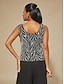 voordelige Blousepakken voor dames-Dames Geklede topjes Tweelingset Pailletten Strass dier Luipaard Elegant Feest Dames 3/4 mouw Mandarijn Kraag Normale tops Avond Feest Feestavondkleding Feestoutfits Zilver Lente Herfst Winter