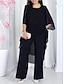 billige Blusedresser for kvinner-Dame Bluse 3/4 ermer Klokke Multi Layer Elegant Formell Blå Svart Rosa Sommer Normal