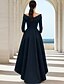 economico Lunghezza del tè-Vestito da festa a lunghezza terra in stile A abito da cocktail abito per invitata a matrimonio abito per madre della sposa maniche 3/4 spalle scoperte elegante vintage festa con pieghe