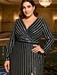 preiswerte Bodenlänge-Schaftsäule bodenlang Hochzeitsgastkleid formelle Kleider Abendkleid Kleid der Mutter der Braut Langarm V-Ausschnitt elegant Plus-Size Funkeln  Glanz mit Pailletten Spalt vorne