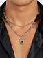 voordelige Dames ketting-herenketting van roestvrij staal met groene edelsteenhanger - stijlvol, duurzaam, perfect voor casual en formele gelegenheden