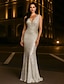 abordables Longueur du plancher-Sirène Trompette Fourreau Colonne Longueur Sol Robe Sequin Robe de Prom Robe de Fête Robe de Mère de la Mariée Manches Sans Manches Col V Élégante Vintage Fête avec Sequin