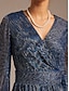 baratos Blusas Simples-Mulheres Tops elegantes Pregueado Metálico Elegante Manga lanterna Decote V Tops regulares Convidado do casamento Traje de festa para noite Roupa de Trabalho Azul Marinha Primavera / Outono / Inverno