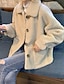abordables Chaquetas-Mujer Abrigo de invierno Chaqueta de lana Abrigo de peluche Cómodo Bolsillo Elegante Activo Estilo lindo Diario Color sólido Formal Exterior Hogar Regalo Corto Cuello Vuelto Holgado Manga Larga Ropa