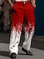 voordelige Kersttafereel Outfit-kerst heren kerst tafereel bedrukte broek sneeuwvlok zakelijk casual 3d print broek outdoor straatkleding naar het werk polyester zwart en wit wijn geel s m l hoge elasticiteit broek