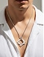 abordables Bijoux pour hommes-Collier géométrique pour homme en acier titane – pendentif double carré élégant, durable et léger, idéal pour les occasions décontractées et formelles.
