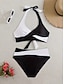 billige Bikinisæt-Dame Bikini 2-delt Badedragt Farveblok Mode Smart Grafisk Farveblok Ærmeløse Badedragter