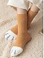 abordables Calcetines de mujer-Calcetines de mujer de mezcla de algodón, paquete de 6 pares con estampado de huellas de gato, varios colores, suaves y cómodos para uso diario.