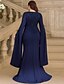 baratos Comprimento do chão-Vestido de Convidada de Casamento Coluna Comprimento de Chão Vestidos Formais Vestido de Festa da Mãe da Noiva Manga Longa Decote em V Elegante Vintage Plus Size Spandex com Paetê