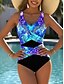 billige Badedragter-Dame One Piece Badedragt Slankende Rynket Monokini Briefs Mavekontrol Høj Talje Slank Rygfri Ferie Vintage Ombre Grafisk V Hals Ærmeløs Badedragt