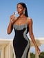 billige Lange kjoler og gowns-Skørt Kolonne Gulvlængde Formelle Kjoler Aften Gown Quinceanera Kjoler Elegant Fest Uden Ærmer Strapless Aften Fest Bryllup med Frynser Perler Slids