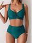 abordables Ensemble de bikinis-Femme Maillots de Bain Bikinis 2 pièces Slips Maillot de bain Dos Nu Mince Taille haute Vacances Tenues de plage Couleur unie Col V Sans Manches Maillots de bain