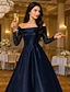 voordelige A-Lijn Avondjurken-A-Lijn Vloer lengte Formele Jurken Avondjurk Quinceanera Jurken Elegante Feest Lange Mouw Off-Schouder Avondfeest Bruiloft met Plissees Beading