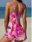 preiswerte Tankinis-Damen Badeanzug Tankini Rock Bademode Halter Elegant Urlaub Blumen Grafik Ärmellos Badeanzüge
