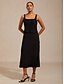 economico Vestito Semplice-Per donna Abito Midi Tubino Elegante Tinta unica Senza Maniche Collo quadrato Nero