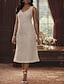 economico Set di abiti per la mamma-Due Pezzi Linea ad A Lunghezza Tè Perline ricamate Abito da invitata a nozze Abito Formale Abito da cerimonia per signora Senza Maniche Scollo a V Elegante Formale Ospite di nozze Chiffon Pizzo Abiti
