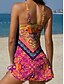 abordables Tankinis-Femmes Maillots de Bain Tankini Jupe Maillot de bain Élégant Vacances Fleuri Graphique Plonger Sans manches Maillots de bain