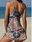 abordables Tankinis-Femmes Maillots de Bain Tankini Jupe Maillot de bain Élégant Vacances Fleuri Graphique Plonger Sans manches Maillots de bain