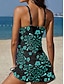 preiswerte Tankinis-Damen Badeanzug Tankini Rock Bademode Halter Elegant Urlaub Blumen Grafik Ärmellos Badeanzüge