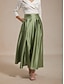 abordables Jupes unies-Femmes Jupes en satin Élégant Maxi Taille Moyenne Jupes Micro-Élastique Cocktail Invité de mariage Vert mousse Été