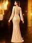 abordables Robes de soirée fourreau-Robe sequin longueur de sol colonne fourreau robe de soirée robe cocktail robes de quinceañera élégant soirée manches longues décolleté en V prom soirée avec fente en sequins