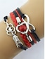 preiswerte Valentinstag-Damenarmbänder im Boho-Stil aus Legierung und Kunstleder, mehrfarbig mit Herz- und Unendlichkeitssymbolen – perfekt für Valentinstag und Freizeitkleidung