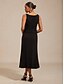 economico Vestito Semplice-Per donna Abito Midi Tubino Elegante Tinta unica Senza Maniche Collo quadrato Nero
