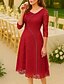 economico Lunghezza del tè-Abito A-Line a colonne lunghezza tea lunghezza al ginocchio abito in pizzo abito da prom abito da festa abito per la madre della sposa con maniche 3/4 scollo a V scollo tondo elegante vintage da