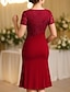 tanie Długość herbaty-Krój A Do kolan Sukienka na imprezę Sukienka koktajlowa Sukienka dla gościa weselnego Sukienka dla matki panny młodej Krótki rękaw Półgolf Elegancja Zabytkowe Ozdobny Spotkanie towarzyskie Kolacja