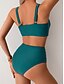 abordables Ensemble de bikinis-Femme Maillots de Bain Bikinis 2 pièces Slips Maillot de bain Dos Nu Mince Taille haute Vacances Tenues de plage Couleur unie Col V Sans Manches Maillots de bain