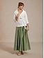 abordables Jupes unies-Femmes Jupes en satin Élégant Maxi Taille Moyenne Jupes Micro-Élastique Cocktail Invité de mariage Vert mousse Été