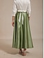 abordables Jupes unies-Femmes Jupes en satin Élégant Maxi Taille Moyenne Jupes Micro-Élastique Cocktail Invité de mariage Vert mousse Été