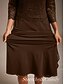 preiswerte Chiffonkleider-Damen Midikleid Chiffonkleid A Linie Kleid Elegant Hochzeitsgast Cocktailparty Schnürung Pailletten Normale Passform Einfarbig Dreiviertelarm Rundhalsausschnitt Kaffee