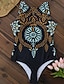 billige Badedragter-Kvinders Én-delt Badetøj Slankende Boho Monokini Shorts Tummy Control Høj Talje Slim Rygløs Ferie Strandtøj Blomster Grafisk Rund Hals Uden Ærmer Badetøj