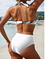 economico Bikini-Costume da bagno 2 pezzi bikini donna gonna colorblock moda grafica a righe scollo a V senza maniche
