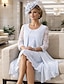 ieftine Seturi de rochii pentru mama-Linia -A Lungime Genunchi Rochie pentru invitata de nunta Rochie Mama Miresei Manșon Lung Bijuterie Elegant Plus Size Invitat la nunta Șifon Dantelă cu Dantelă
