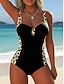 tanie Stroje kąpielowe jednoczęściowe-Kobiety Jednoczęściowy Kostium Kąpielowy Wyszczuplający Z Drutem Leopard Monokini Majtki Kontrola Brzucha Wysoki Stan Slim Bez Pleców Wakacyjny Vintage Graficzny U Neck Bez Rękawów
