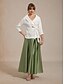 abordables Jupes unies-Femmes Jupes en satin Élégant Maxi Taille Moyenne Jupes Micro-Élastique Cocktail Invité de mariage Vert mousse Été