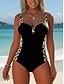 tanie Stroje kąpielowe jednoczęściowe-Kobiety Jednoczęściowy Kostium Kąpielowy Wyszczuplający Z Drutem Leopard Monokini Majtki Kontrola Brzucha Wysoki Stan Slim Bez Pleców Wakacyjny Vintage Graficzny U Neck Bez Rękawów