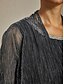 abordables Blouses Élégantes-Femmes Haussements d'épaules Plissé Métallique Couleur Unie Élégant Manche 3/4 Col ras du cou robe demoiselle d honneur Semi-Formel Tenue de cocktail Argent Été Printemps Automne
